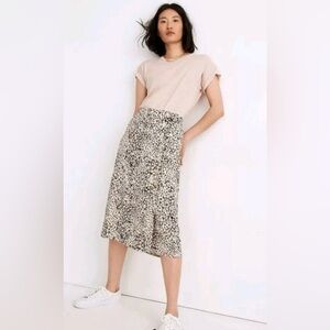 Madewell Side-Button Straight Midi Skirt Floral Print Size 4 NEW